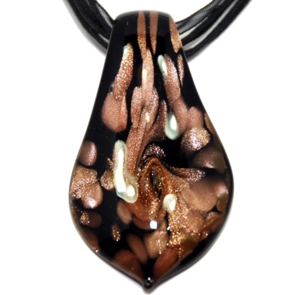 Fragmenta Caramel Sparkle Glass Jewelry Set (Necklace & Earrings) - Picture 2 of 4